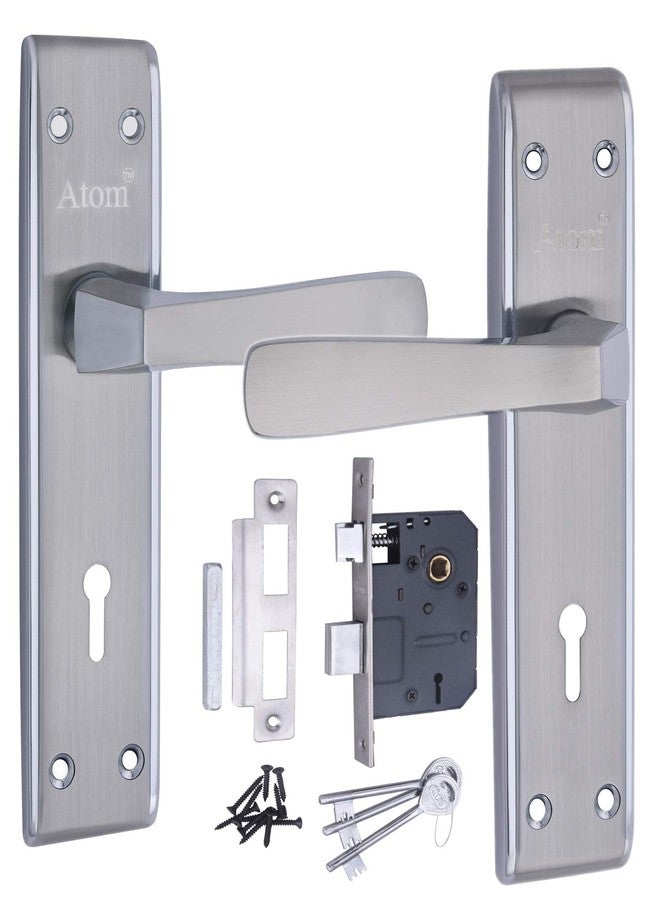 Atom Heavy Duty Mortise Door Lock for Bedroom, Living Room, Main Door, Chrome Platted Matt Finish | 3 Keys | 6 Lever Double Stage Lockset for House Hotel Office(1002KY) - Image 1